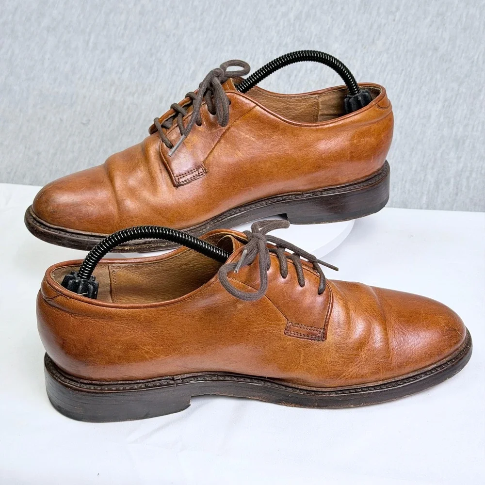 Frye James Lug Oxford Tan Leather Plain Toe Derby Shoes 8011470 Mens 9 D